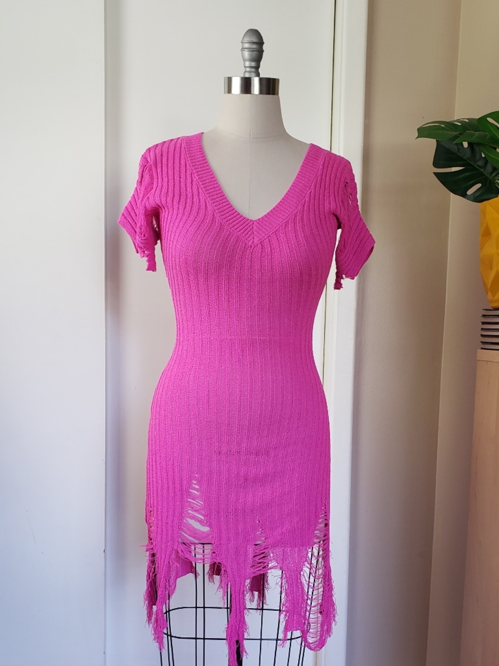 Distressed Sweater Midi Dress Size Large